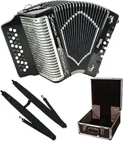 Alacran AL3112 Accordion Package: 31 Button, 12 Bass Accordion with Rigid Case and Adjustable Straps (Sol/GCF, Gloss Black)