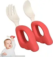 Toddler Spoon and Fork, Baby Spoon and Fork Set, Silicone Dining Set Toddler, 1-2 Years Olds | Dishwasher Safe Kids Nursing Cutlery for Soup, Noodles, Rice, Porridge
