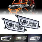 Pair Chrome Halo LED Headlights Hi/Lo Beam for Polaris RZR XP 1000 900 2014-2017