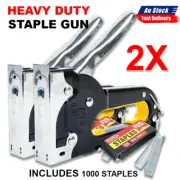 2x Heavy Duty Staple Gun Stapler 1000 Staples Fastener ToolKit Tacker AU STOCK