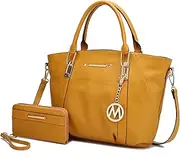 [MKF Collection] Tote Bag With Wallet for Women, Vegan Leather Shoulder Bag Purse Set Top Handle Handbag 2 Pieces