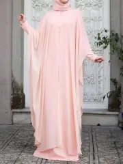 ZANZEA Plus Size Women Chiffon Kaftan Tunic Two-Piece Detachable Outside Bat Long Sleeve Maxi Dress