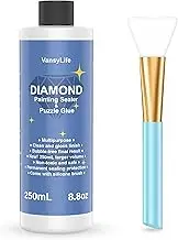 VansyLife Updated Diamond Painting Sealer 250ML with Silicone Brush, 5D Diamond Painting Glue Accessories Permanent Hold & Shine Effect for Diamond Painting and Jigsaw Puzzles (8.8 OZ)