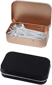 Adorila 2 Pack Dental Floss Portable Case, Refillable Glide Dental Floss Storage Container, Travel Metal Dental Pick Dispenser (Black, Gold)