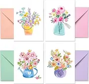 Blank Cards with Envelopes - 48 Floral Blank Note Cards with Envelopes – 4 Assorted Cards for All Occasions! Blank Notecards Stationary Set for Happy Mothers Day Cards-4x5.5"