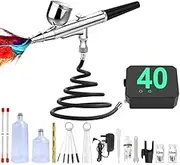 Airbrush Kit with Compressor - High-Pressure Portable Air Brush with 0.2/0.3/0.5mm Nozzle, Non-Clogging Spray Gun with Cleaning Brush for Painting Model Barber Cake