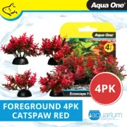 Aqua One Ecoscape Foreground Catspaw Red Plastic Plant - 4pk (28364)