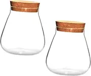 Abaodam 2Pcs Clear Terrarium Glass Jars with Cork Lids Microlandscape Vases for Home Decor Garden Kitchen and Candle Displays Elegant Storage Bottles for Modern Aesthetics
