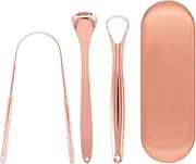 Stainless Steel Metal Tongue Scraper Cleaner, Rust Metal Dental Scraper with Handy Carrying Store Case /1403