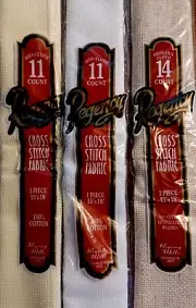 AIDA CLOTH-REGENCY CROSS STITCH-11 COUNT AND 14 COUNT- 15" X 18"-3 PIECES