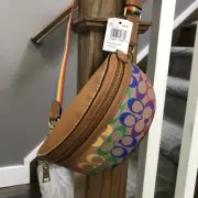 Coach Bethany Belt Bag In Rainbow Signature Canvas 852 Brand New