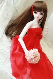 1/4MSD 1/3SD BJD Off-shoulder Tube Top Dress+Headwear Doll Clothes Outfit Red