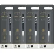 Parker 4 Pack Genuine Quink Pen Refill Gel Medium Nib Ink (Black)