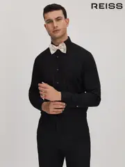 Reiss Black Marcel - Double Cuff Slim Fit Double Cuff Tuxedo Shirt (630655) | $260