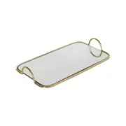 SOGA 40.5cm Gold Flat-Lay Mirror Tray with Handles