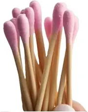 Mei Apothecary Premium Biodegradable Bamboo Cotton Swabs, Double-Tip Makeup Remover & Multi-Use Pink Cotton Buds, Pack of Multiple Pieces