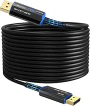 8K Long DP Fiber Optic Cable 66Feet/20m, 8K@60Hz, 4K@144Hz, 32.4Gbps Displayport 1.4 Cable, Gold Plated Connector, Slim and Flexible Cord, Support HBR3, DSC 1.2, HDR10, 3D Visual Effects, VR Headset