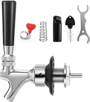 2'' Draft Beer Faucet Shank, 1/4'' Beer Line Barb No Leak No Drip No Stick Stainless Core Kegerator Brew Tap Beer Shank Dispenser Self-Closing Spring Tap Brush Spanner Wrench Hose Clamp