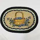 NWT Earth Rugs Swatch Blueberry Basket 10" x 15" Trivet Placemat Jute Stenciled