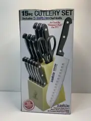 Master Chef 15 PC CUTLERY SET INCLUDES SANTOKU CHEF KNIFE New unopened Box