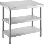 [VEVOR] Stainless Steel Prep Table, 1520x450x855 mm Commercial Stainless Steel Table, 2 Adjustable Undershelf BBQ Prep Table, Heavy Duty Kitchen Work Table, for Garage, Home, Warehouse, Kitchen Silver
