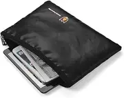 [Generic] Blelsa Fireproof Document Bag Silicone Coated Glass Money Bag Pouch Document Holder Water Fire with Zipper Closure Storage for File Cash Jewelry Passport Valuables Black Medium