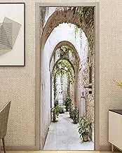 FLFK Door Sticker - 3D Door Mural Peel and Stick, Removable Self-Adhesive Arch-Shaped Corridor Door Wallpaper for Home Decor, 30.3 "W x 78.7 "L, Set of 2 Sheets