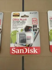 SanDisk Ultra Plus 64GB microSDXC UHS-I Memory Card w Adapter SDSQUSC-064G-AW46A