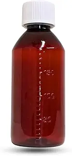 Amber Bottle 200mL, Child-Resistant Cap and Dose-Mark Pack of 50 Bottles