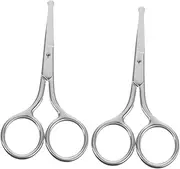 Healeved 2sets Stainless Steel Eyebrow Scissors Multi Function Trimming Tools for Eyebrows Nose Hair and Beard Grooming Safe Durable Skin Friendly Grooming Essentials 2pcs*2