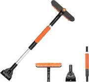 3 in 1 Car Snow Brush WorthPlanet Detachable Removable Snow Brush Extendable with Ice Scraper and Egornomic Foam Grip Automobile Snow Shovel for Mirrors Engine Hood Roof on The Car SUV Truck W120015
