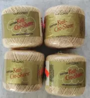 4 J & P Coats Knit-Cro-Sheen Crochet Thread 150 Yd each A64 Pongee Beige Cotton