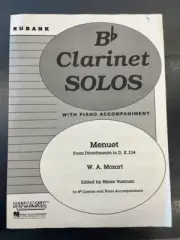 Bb clarinet solos with piano accompaniment, menuet by W. A. Mozart