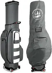 LuusMm Four Wheel Brakeable Golf Bag, Standard Bag, Aviation Bag, Multifunctional Retractable Golf Cart Bag with Rain Cover, Portable Golf Bag for Men and Women