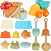 15 Pcs Buckets and Spades with Sand Truck Beach Sand Pit Toys for Kids, Beach Wa