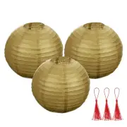 3 Pcs Gold Round Paper Lanterns 12 Inch Paper Lantern Party Decorations