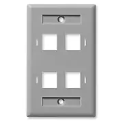 NavePoint Keystone Jack Wall Plate 4-Port, Single Gang, Gray, 10-Pack