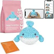 Crochet Kit for Beginners, Beginner Crochet Kit for Adults Kids, DIY Knitting Animal Kit, Amigurumi Crochet Starter Kit with Step-by-Step Video Tutorials（Whale）