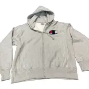 NWT Champion Reverse Weave BIG C LOGO Zip Hoodie Sweatshirt L Gray Jacket NWOT