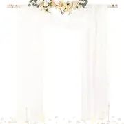 [Socomi] Wedding Arch Draping Fabric 29" x 20Ft 2 Panels Cream Ivory Sheer Outdoor Curtain Drapes Extra Long for Wedding Ceremony Birthday Party Decoration