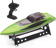 OKGIUGN Fast RC Boat for Pools and Lakes, 2.4 GHz 20+ MPH Racing Boats for Kids & Adults with Rechargeable Battery,Low Battery Alarm,Capsize Recovery,Gifts for Boys Girls (Green)