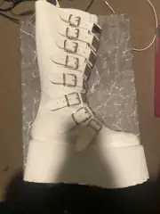 Demonia DAMMED-318 White Platform Boots | Size 9 | Brand New