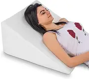 Abco Tech Bed Wedge Pillow with Memory Foam Top ? Reduce Back Pain Snoring Acid Reflux & Respiratory Problems ? Ideal for Sleeping Reading Rest or Elevation ? Breathable and Washable Cover