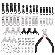 85 Pcs Pure Copper and Zinc Alloy Zipper Replacement Zipper Repair Kit with Plier Tool