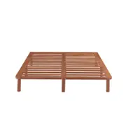 Bondi Wooden Pinewood Bed Base in Walnut - Queen