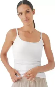 Pact Women's Cotton Camisole Tank Top with Built-in Shelf Bra Medium, White