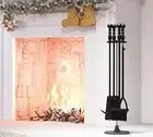Fireplace Tools Set 78Cm 5 Pcs Heavy Duty Wrought Iron Fire Place Accessories Se