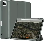zoyu iPad Pro 11 Inch Case 4th/3rd/2nd Generation 2022/2021/2020 with Pencil Holder, Slim Trifold Stand Smart Cover with Soft TPU Back, Support 2nd Gen Pencil Charging, Auto Wake/Sleep, Midnight Green