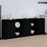 VRAXO Sideboards 3 pcs Black Engineered Wood -58.48KG,3185256