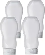 4PCS Squeeze Bottles for Sauces 11 Oz Salad Dressing Container Bottle Ketchup Bottles Squeeze Clear Condiment Squeeze Bottles Leakproof Sauce Bottles with Flip Top Cap